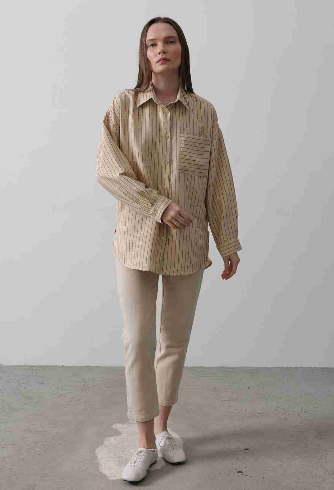 Striped Single Pocket Shirt - Brand: Reyon - Women & Kids, Baby Clothes Wholesale - TheBS Women