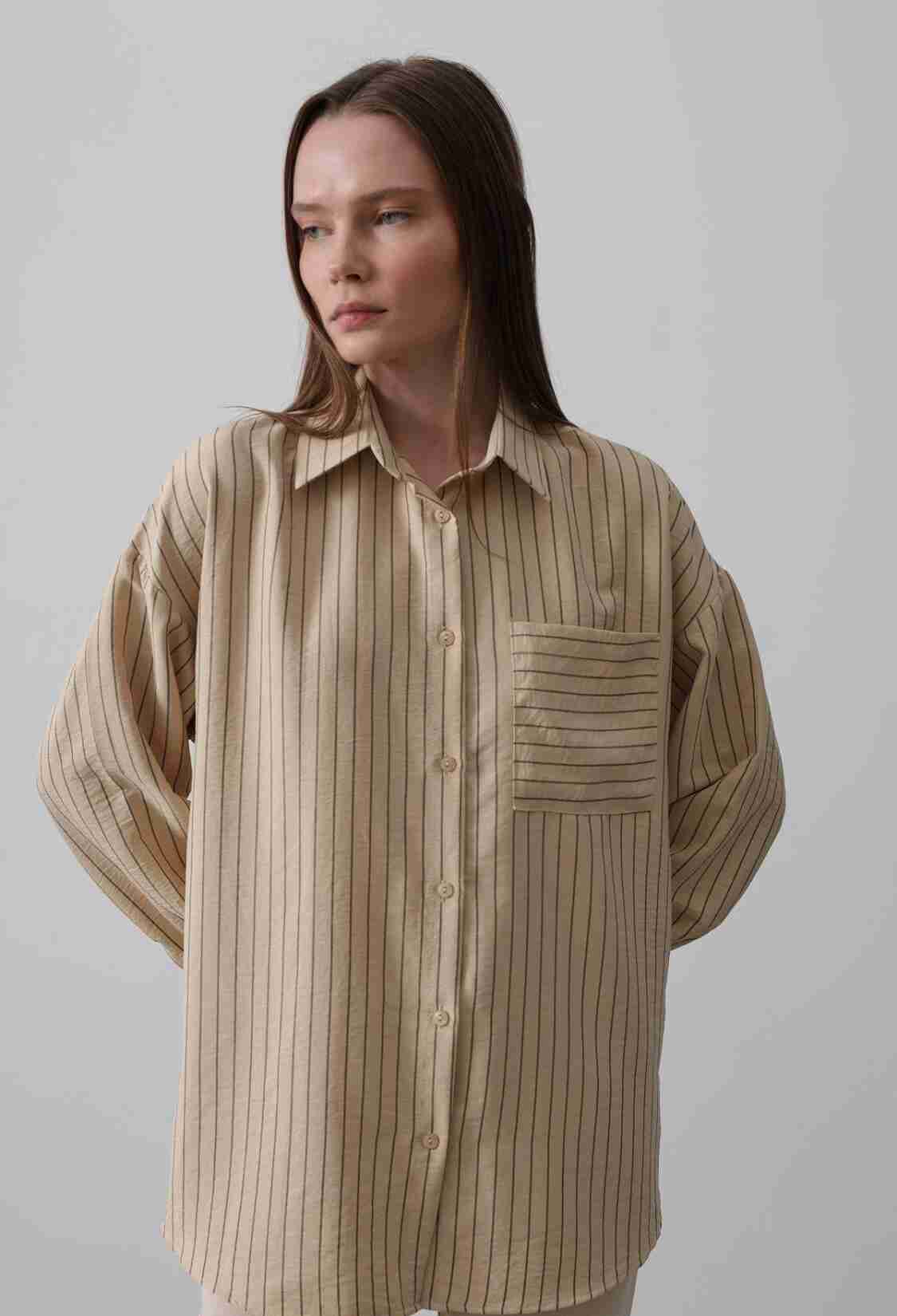 Striped Single Pocket Shirt - Brand: Reyon - Women & Kids, Baby Clothes Wholesale - TheBS Women