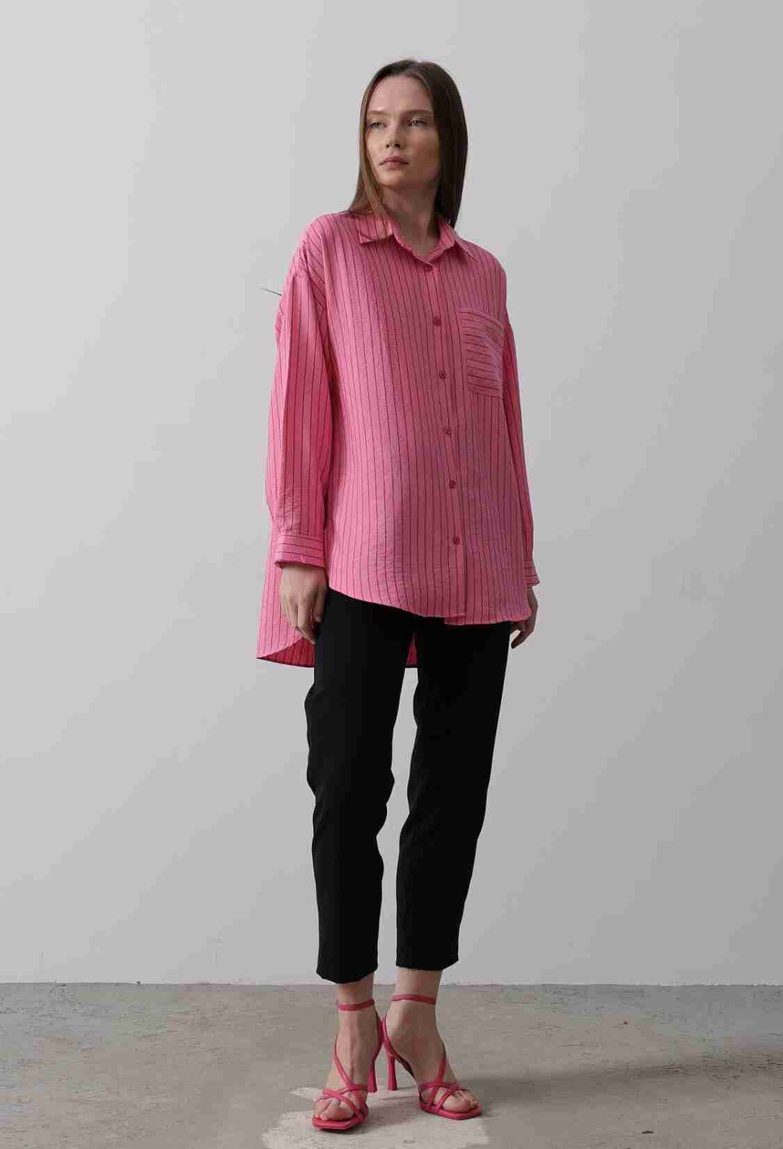 Striped Single Pocket Shirt - Brand: Reyon - Women & Kids, Baby Clothes Wholesale - TheBS Women