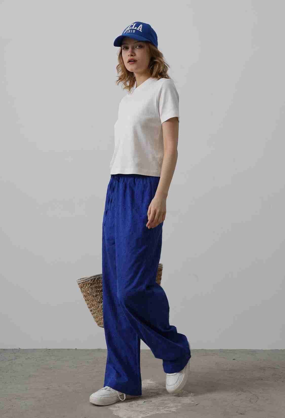 Tie Waist Embroidered Pants - Saks - Brand: Reyon - Women & Kids, Baby Clothes Wholesale - TheBS Women