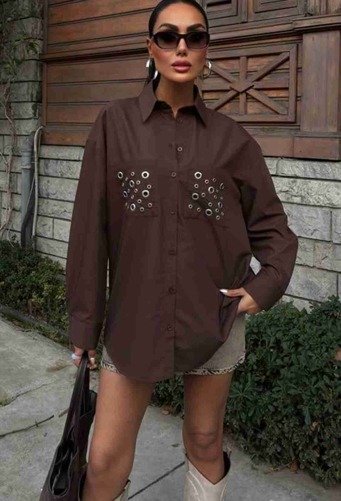 Poplin Shirt With Metal Eyelet Detail - Brand: Sobe Istanbul - Women & Kids, Baby Clothes Wholesale - TheBS Women