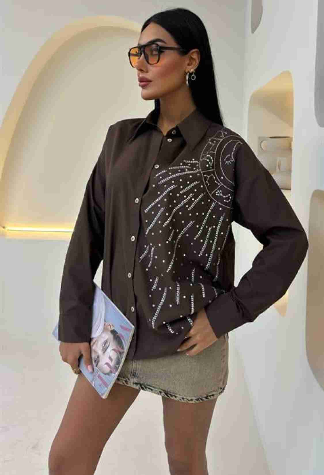 Moon Figured Stone Embroidered Poplin Shirt - Brand: Sobe Istanbul - Women & Kids, Baby Clothes Wholesale - TheBS Women