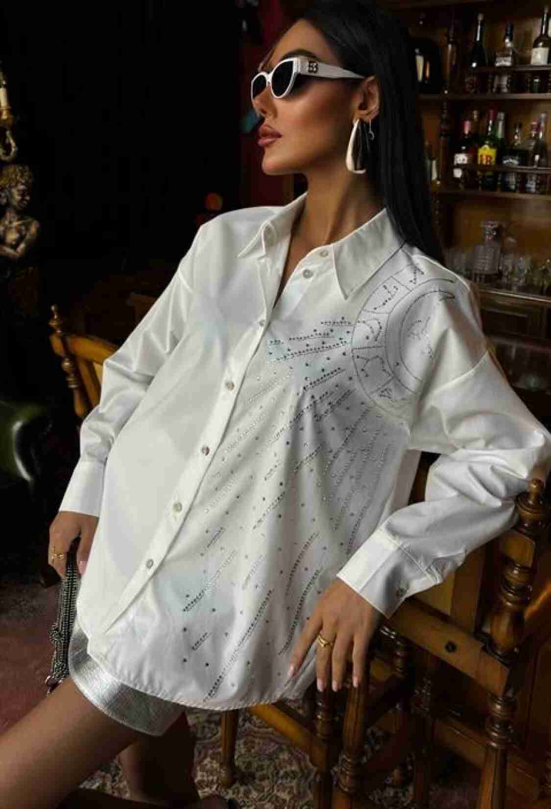 Moon Figured Stone Embroidered Poplin Shirt - Brand: Sobe Istanbul - Women & Kids, Baby Clothes Wholesale - TheBS Women