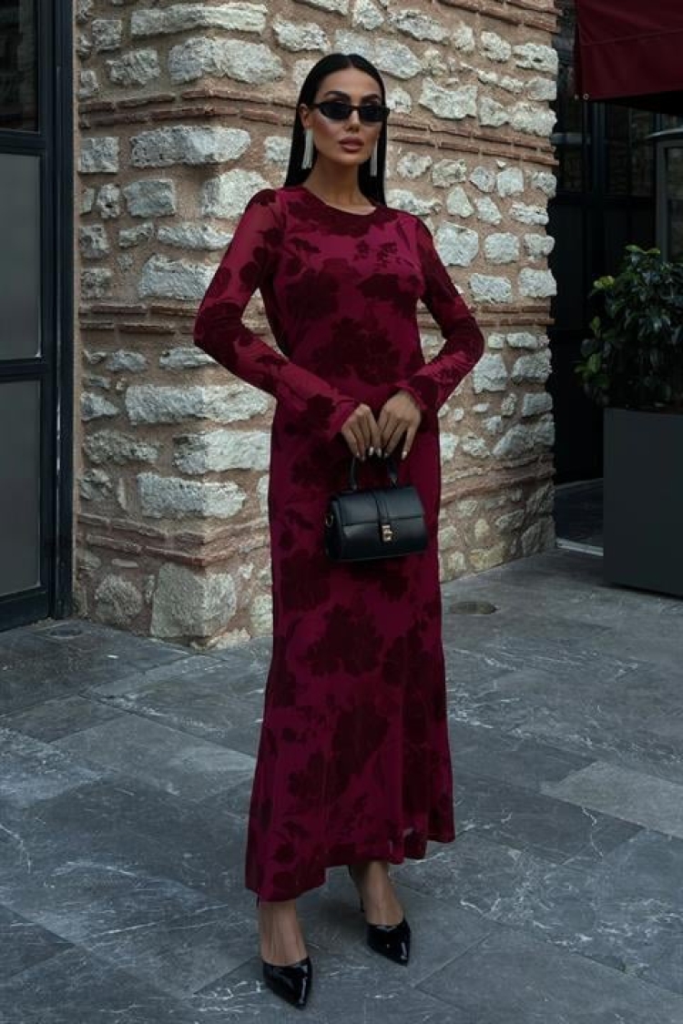 Velvet Printed Backless Lined Dress - Brand: Sobe Istanbul - Women & Kids, Baby Clothes Wholesale - TheBS Women