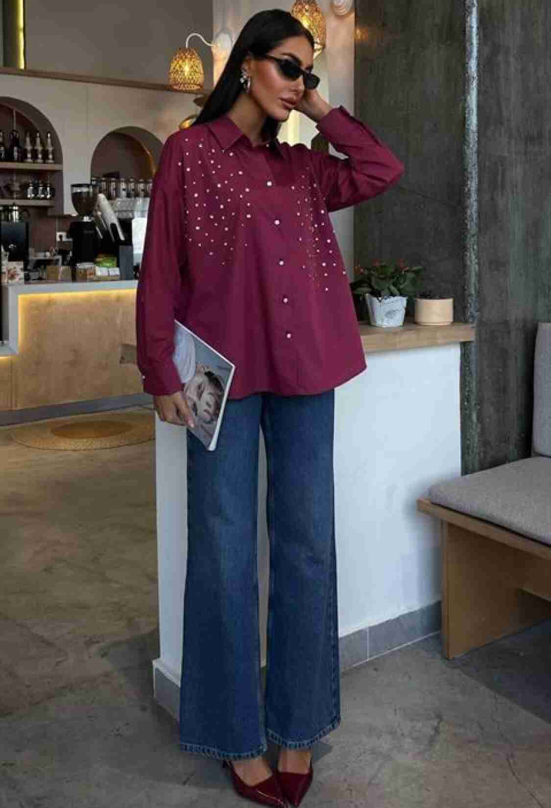 Crystal Stone Embellished Poplin Shirt - Brand: Sobe Istanbul - Women & Kids, Baby Clothes Wholesale - TheBS Women