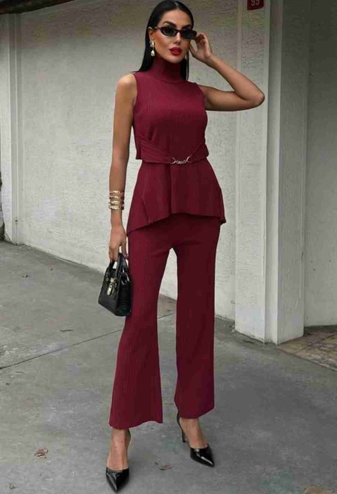 Rose Stand Collar Ribbed Suit - Brand: Sobe Istanbul - Women & Kids, Baby Clothes Wholesale - TheBS Women