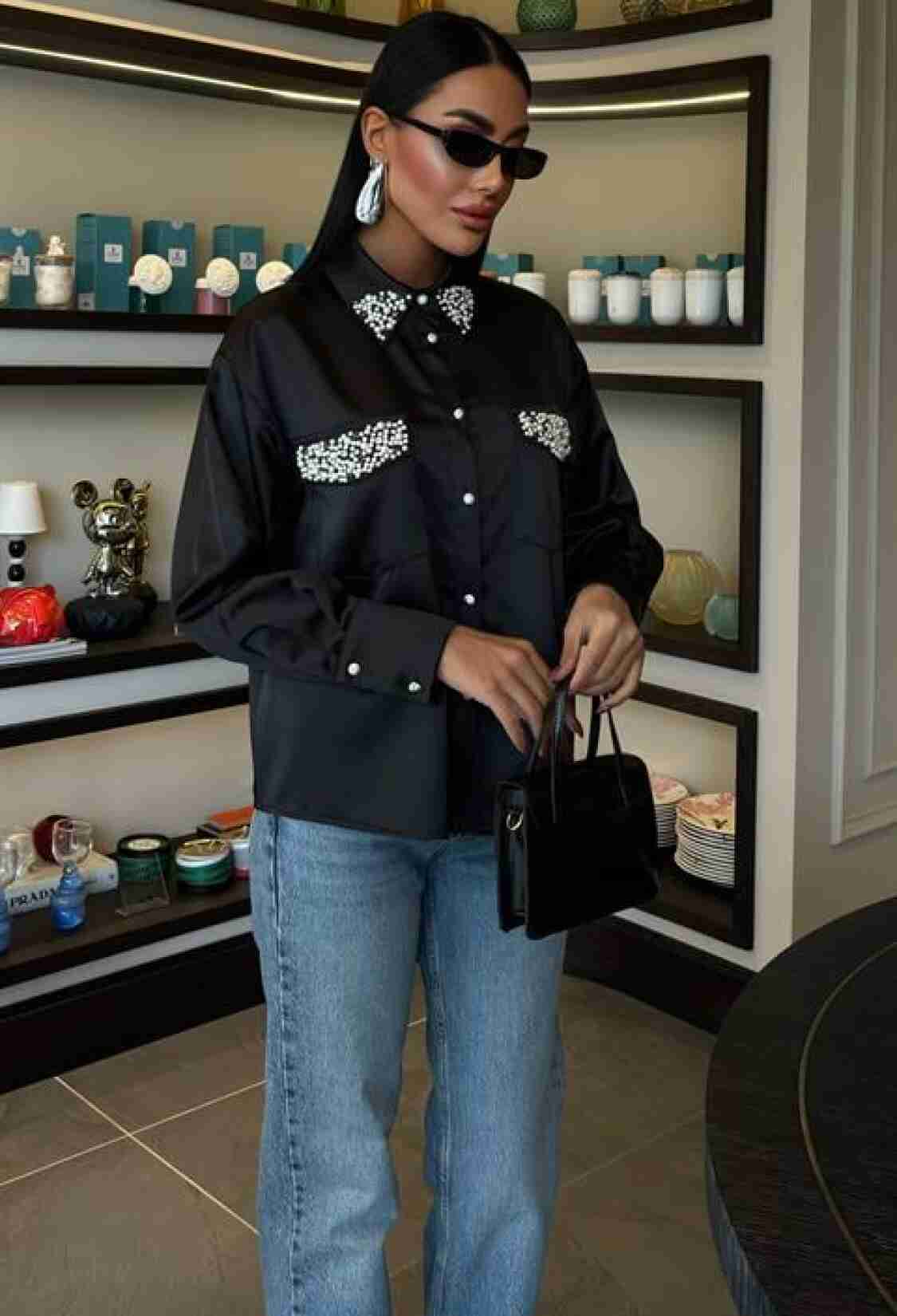 Satin Shirt With Collar And Pocket Pearls - Brand: Sobe Istanbul - Women & Kids, Baby Clothes Wholesale - TheBS Women