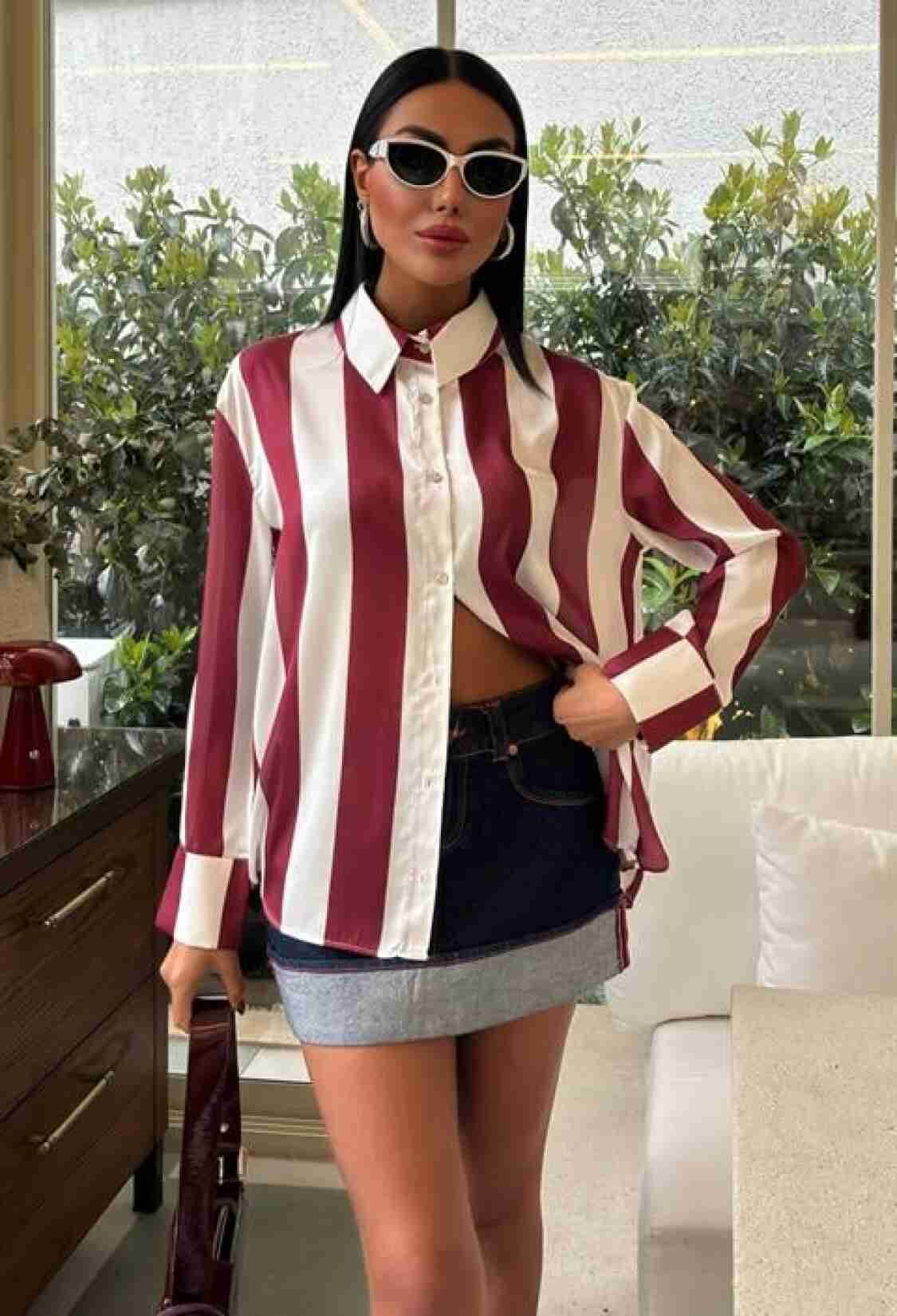Striped Chiffon Satin Shirt - Multicolor - Brand: Sobe Istanbul - Women & Kids, Baby Clothes Wholesale - TheBS Women