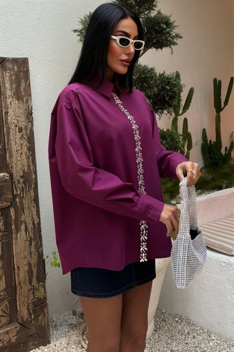 Front Stripe Stone Shirt - Brand: Sobe Istanbul - Women & Kids, Baby Clothes Wholesale - TheBS Women