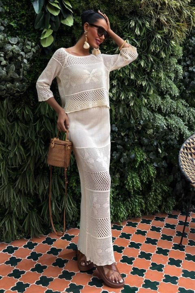 Boat Neck Half Sleeve Openwork Knitwear Set - Brand: Sobe Istanbul - Women & Kids, Baby Clothes Wholesale - TheBS Women