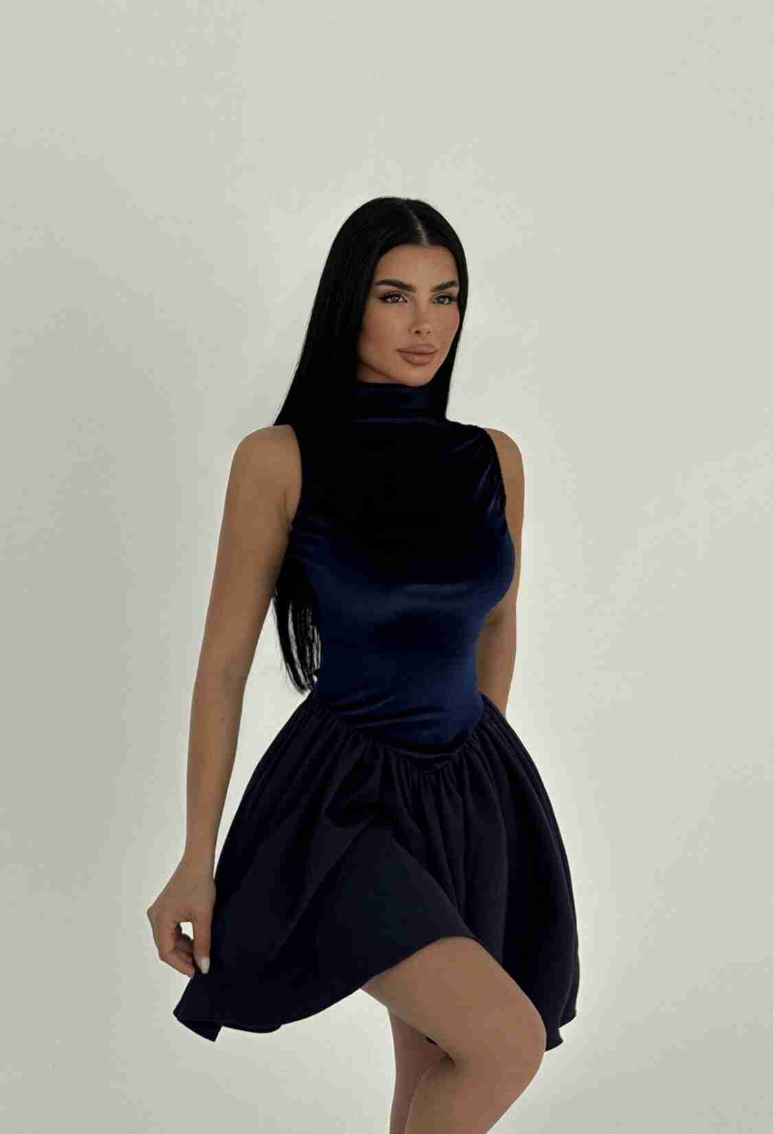 NavyVelvet Mini Dress - Brand: EYYO ATELIER - Women & Kids, Baby Clothes Wholesale - TheBS Women