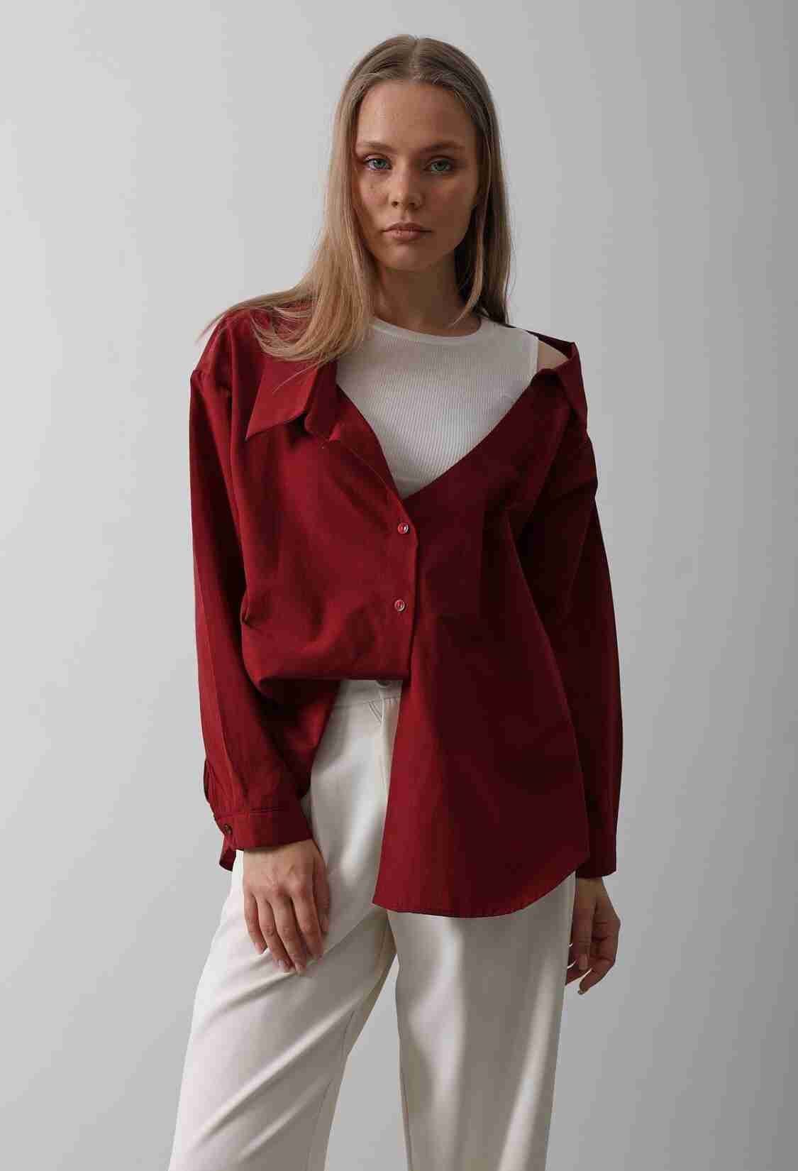 Tank Top Detailed Shirt - Burgundy - Brand: Reyon - Women & Kids, Baby Clothes Wholesale - TheBS Women