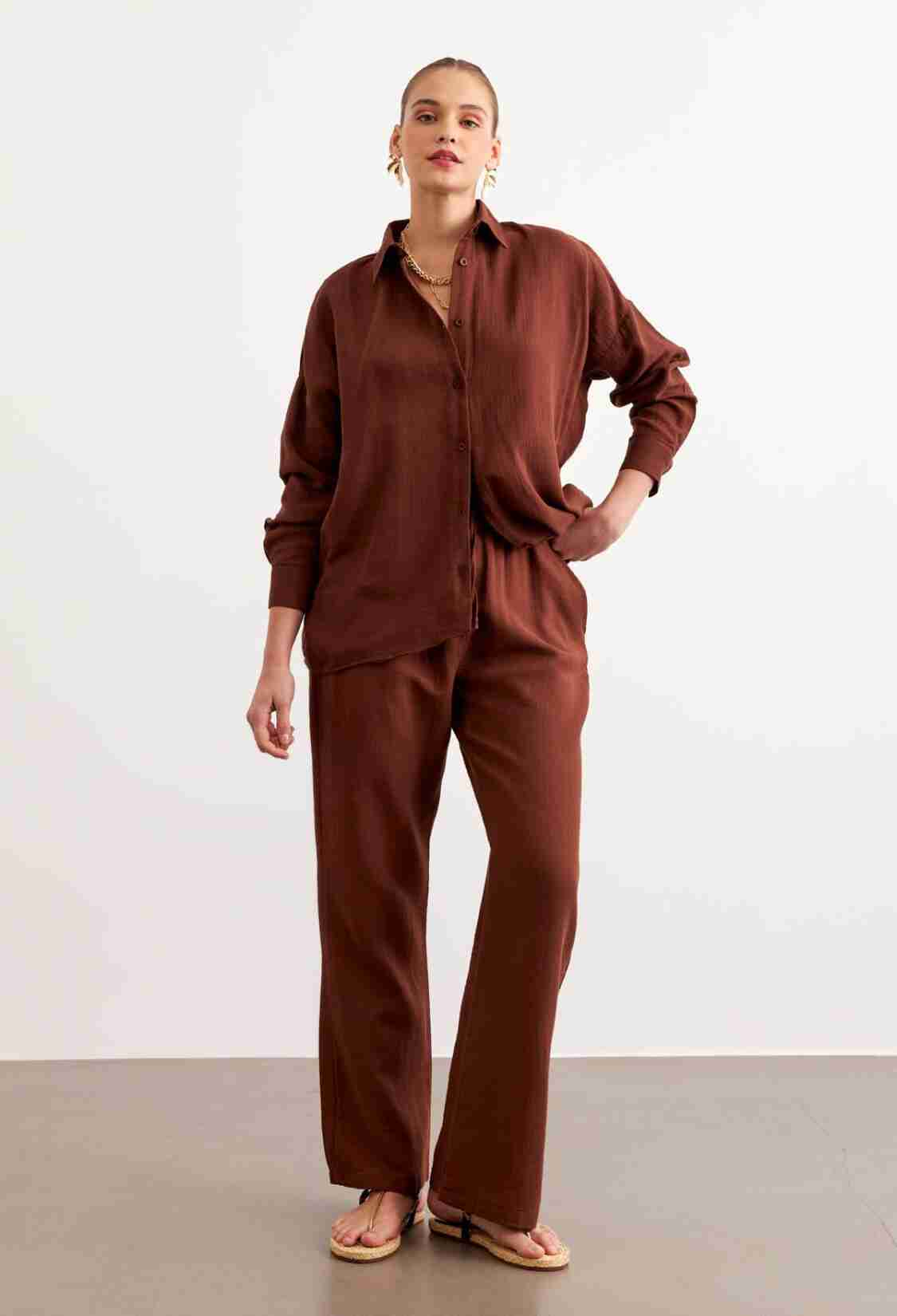 Women's Long Sleeve Oversize Mueslin Shirt - Brand: Levure - Women & Kids, Baby Clothes Wholesale - TheBS Women