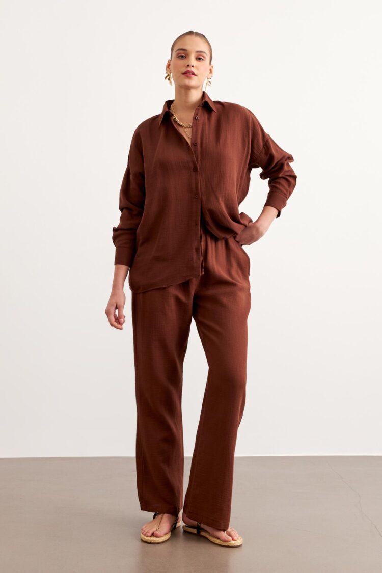 Women's Long Sleeve Oversize Mueslin Shirt - Brand: Levure - Women & Kids, Baby Clothes Wholesale - TheBS Women