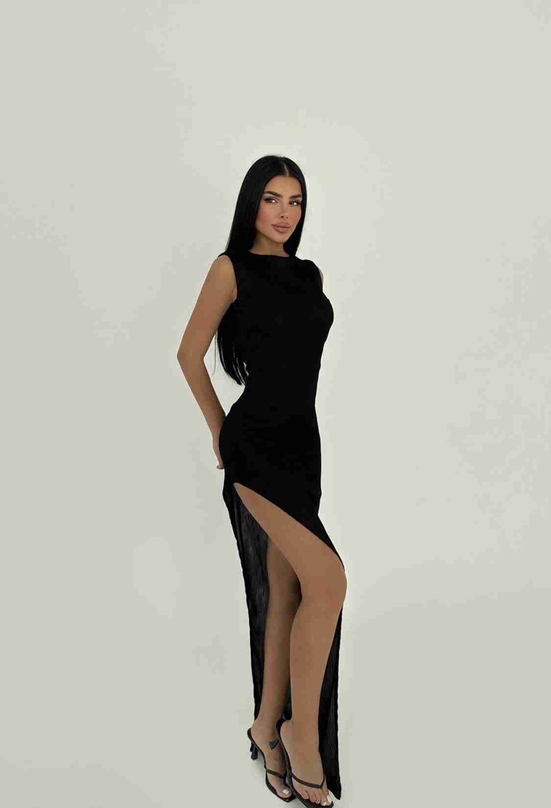 Deep Slit Long Dress - Brand: EYYO ATELIER - Women & Kids, Baby Clothes Wholesale - TheBS Women