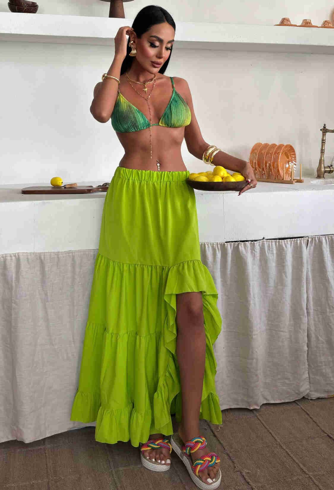Long Skirt With Side Ruffles - Brand: Sobe Istanbul - Women & Kids, Baby Clothes Wholesale - TheBS Women