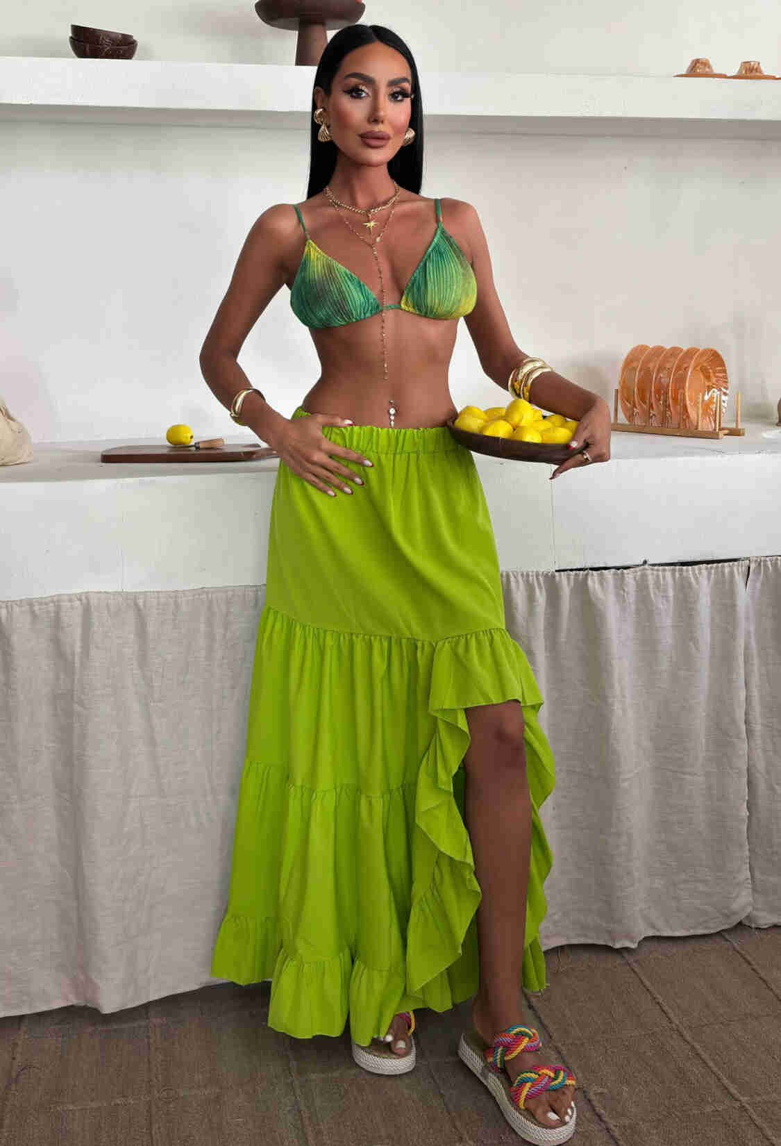 Long Skirt With Side Ruffles - Brand: Sobe Istanbul - Women & Kids, Baby Clothes Wholesale - TheBS Women
