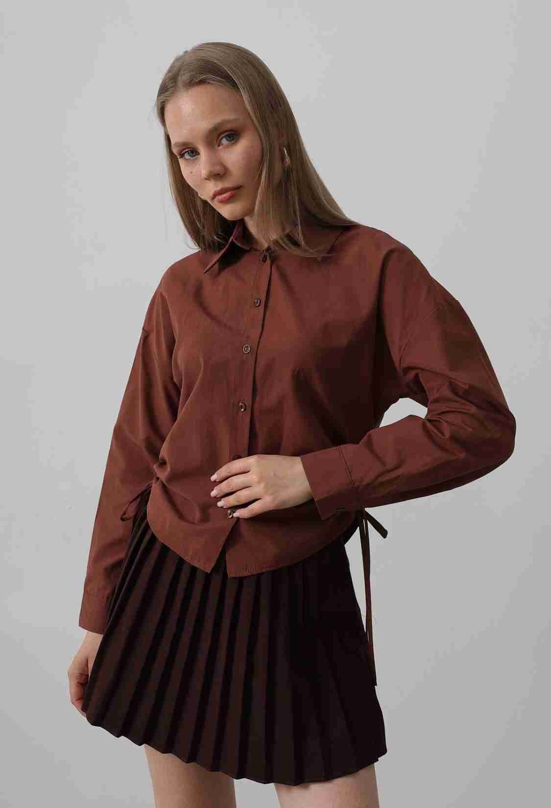 Basic Shirt With Side Tie - Dark - Brand: Reyon - Women & Kids, Baby Clothes Wholesale - TheBS Women