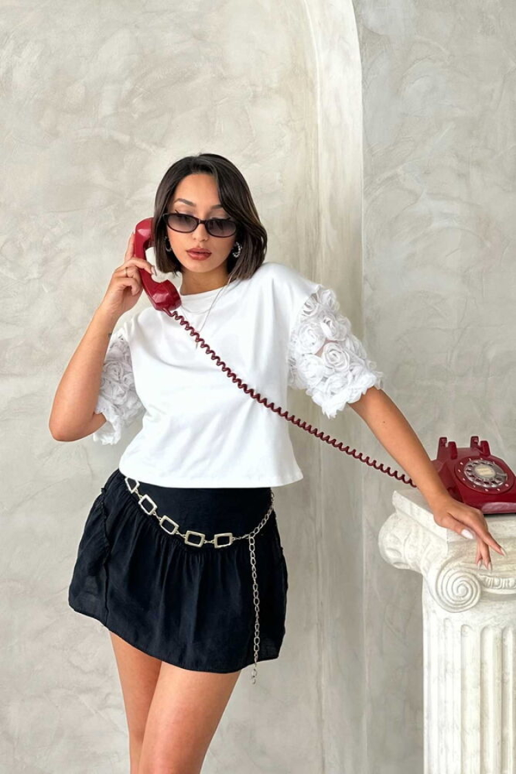 Sleeve Detailed T-Shirt - Brand: Topshow - Women & Kids, Baby Clothes Wholesale - TheBS Women