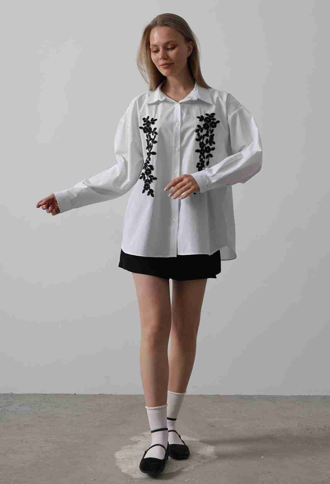 Bead Embroidery Detailed Long Shirt - Brand: Reyon - Women & Kids, Baby Clothes Wholesale - TheBS Women