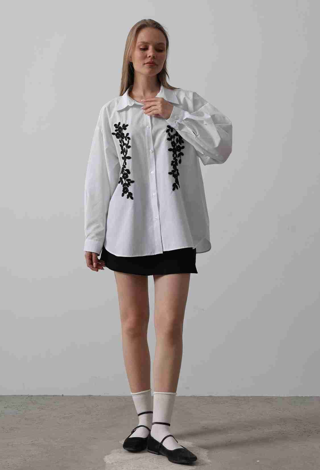 Bead Embroidery Detailed Long Shirt - Brand: Reyon - Women & Kids, Baby Clothes Wholesale - TheBS Women