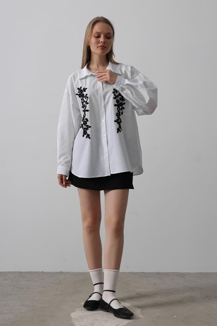 Bead Embroidery Detailed Long Shirt - Brand: Reyon - Women & Kids, Baby Clothes Wholesale - TheBS Women