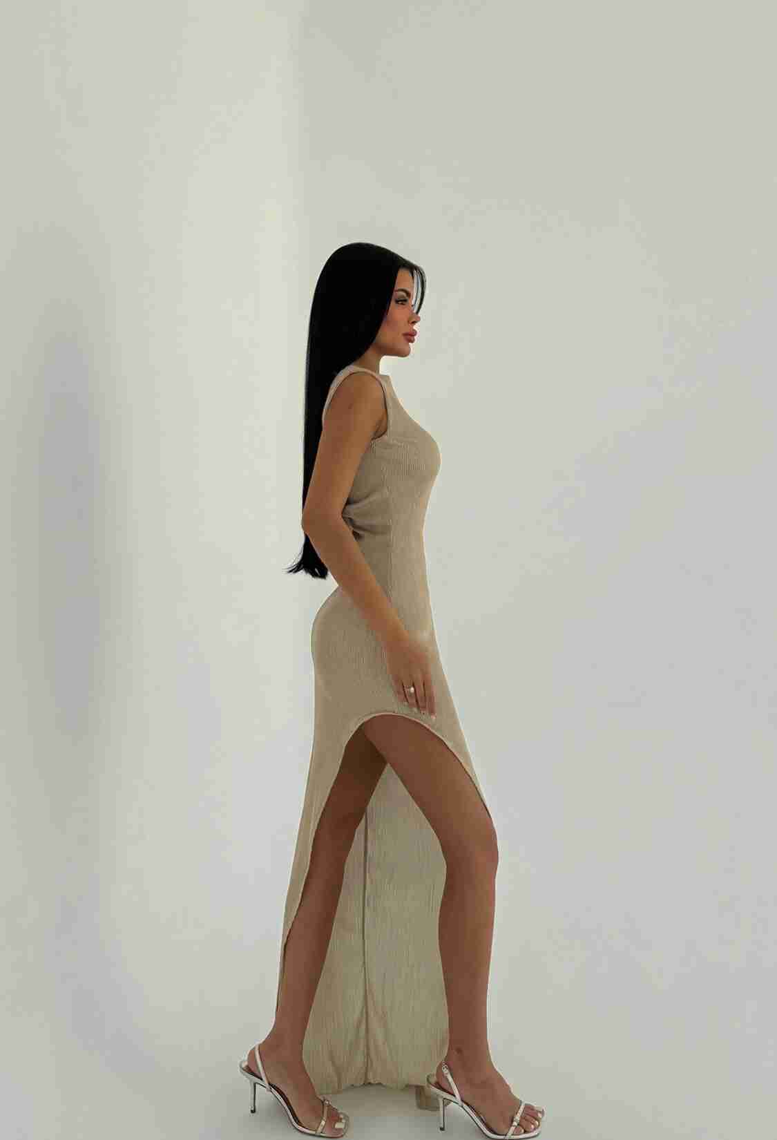 Deep Slit Long Dress - Brand: EYYO ATELIER - Women & Kids, Baby Clothes Wholesale - TheBS Women