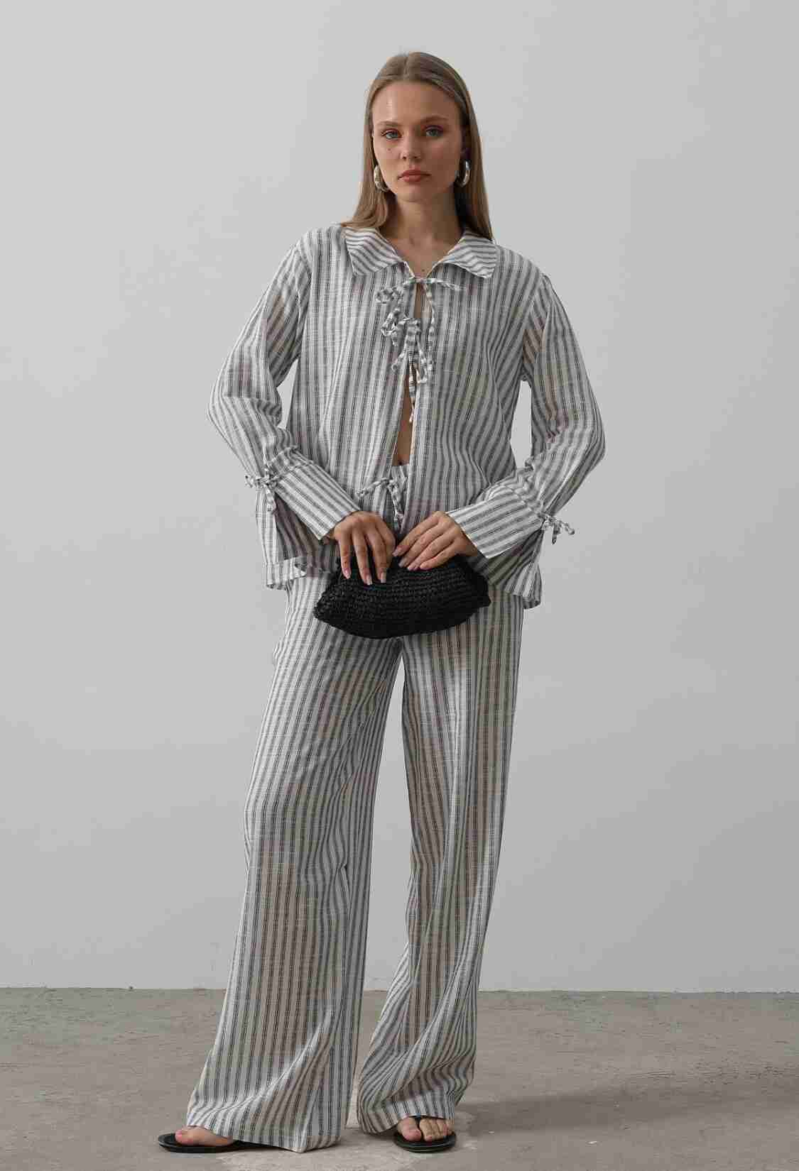 Striped Tie Pants Set - Brand: Reyon - Women & Kids, Baby Clothes Wholesale - TheBS Women