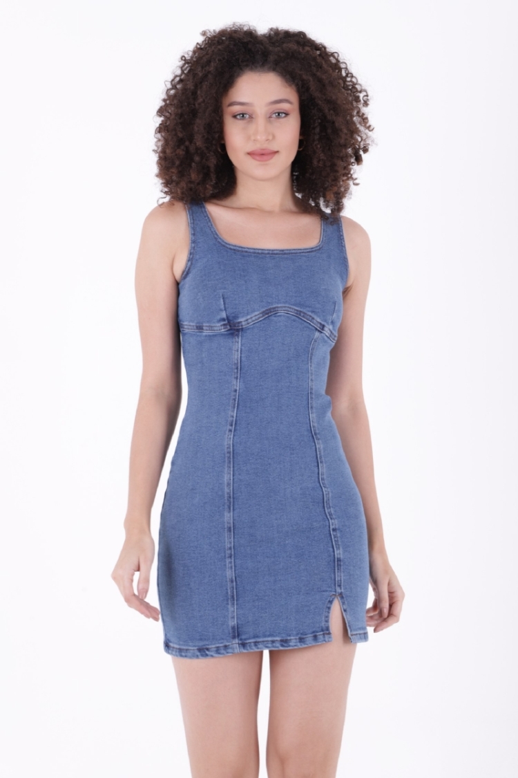 Mini Denim Dress With Zipper - Brand: XLove - Women & Kids, Baby Clothes Wholesale - TheBS Women