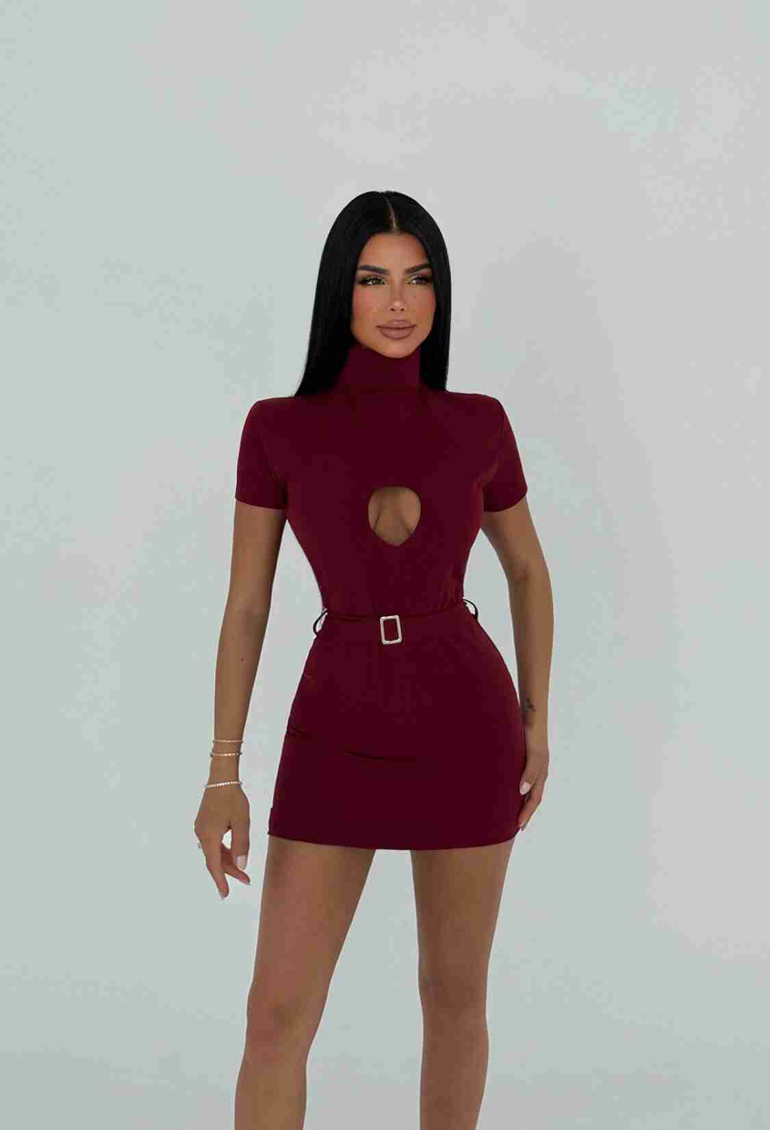 Burgundy Camilo Belted Dress - Brand: EYYO ATELIER - Women & Kids, Baby Clothes Wholesale - TheBS Women