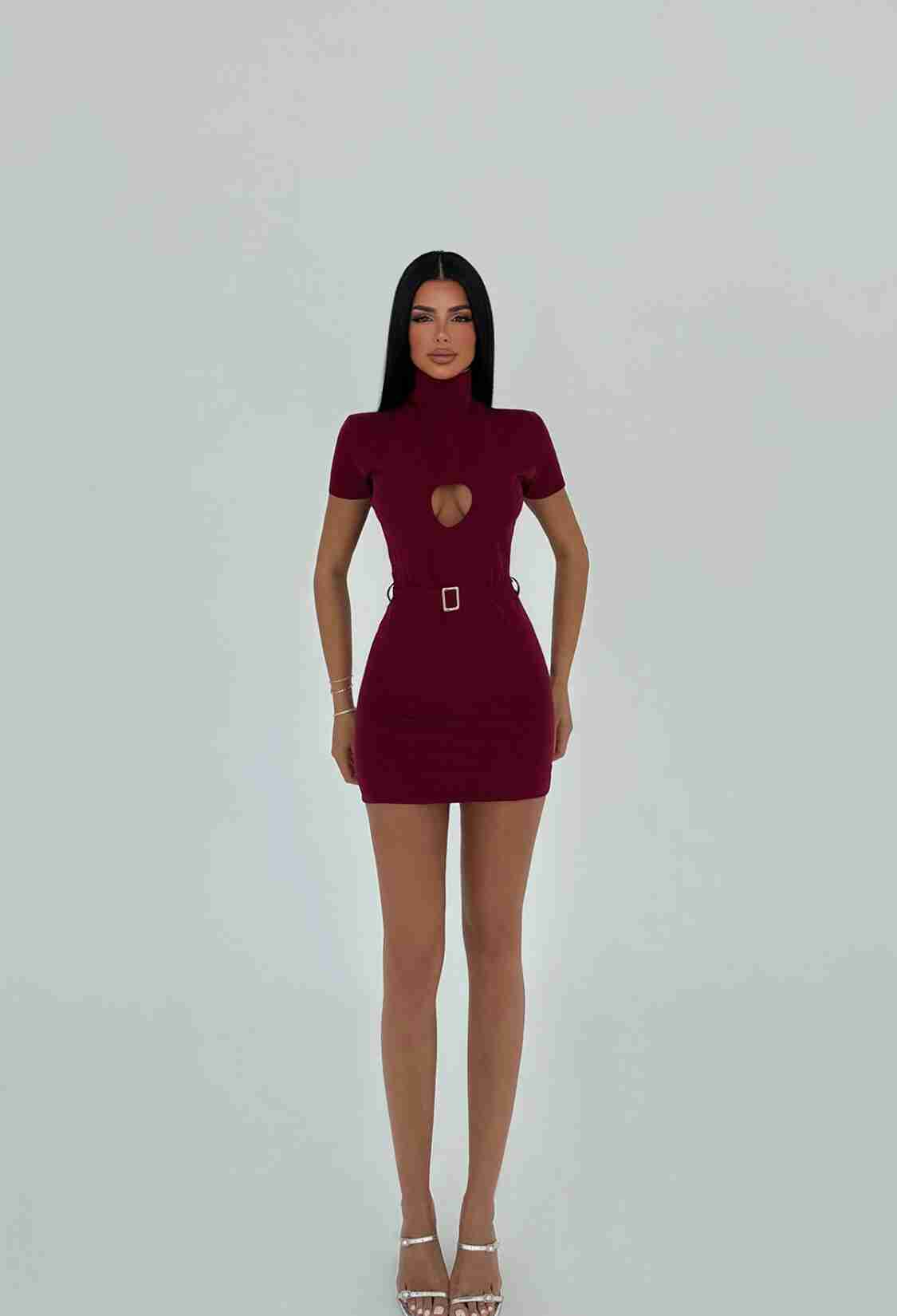 Burgundy Camilo Belted Dress - Brand: EYYO ATELIER - Women & Kids, Baby Clothes Wholesale - TheBS Women