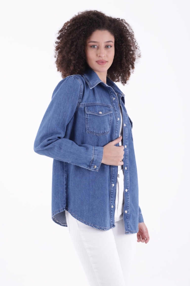 Denim Shirt With Snap - Brand: XLove - Women & Kids, Baby Clothes Wholesale - TheBS Women