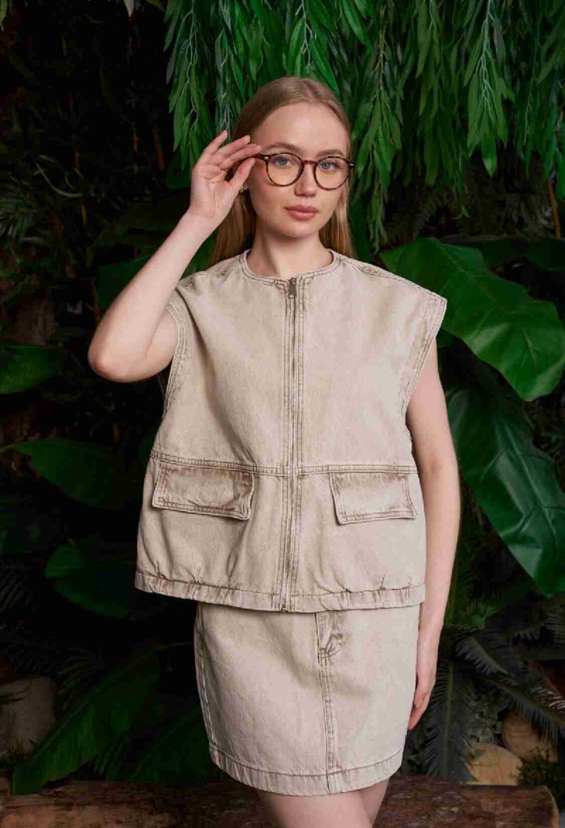 Oversize Denim Vest With Zipper - Brand: XLove - Women & Kids, Baby Clothes Wholesale - TheBS Women