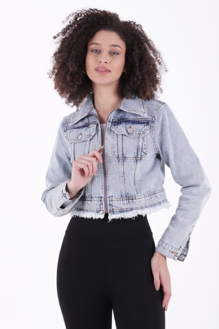 Zipper Tassel Detailed Denim Jacket - Brand: XLove - Women & Kids, Baby Clothes Wholesale - TheBS Women
