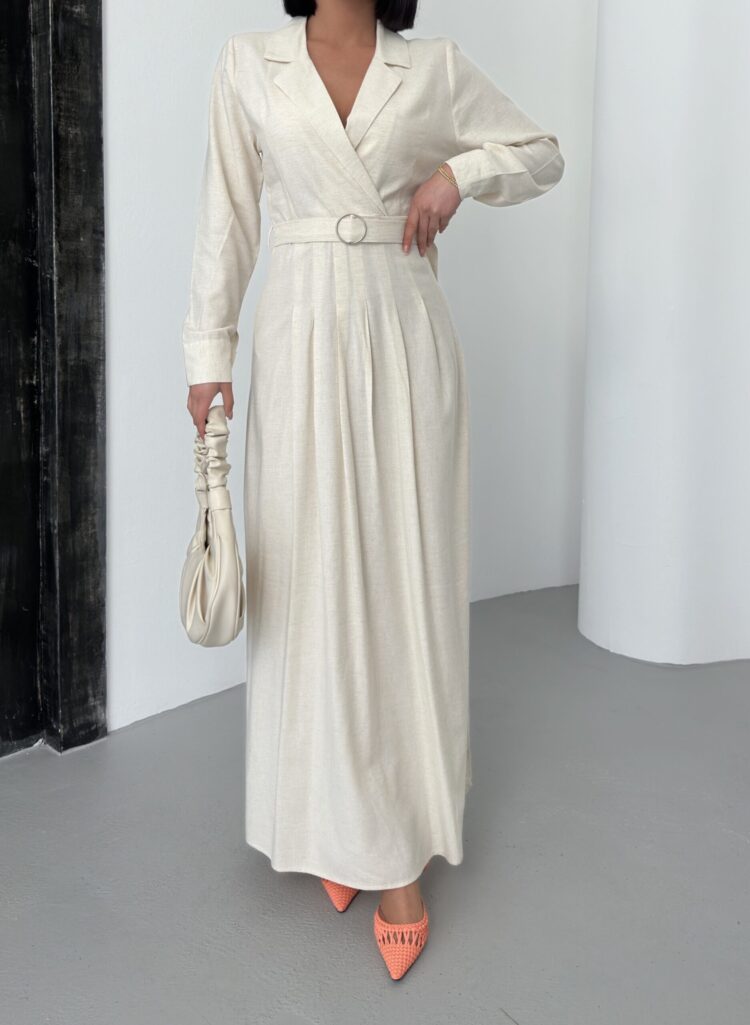 Linen Dress With Belt - Brand: My Fashion - Women & Kids, Baby Clothes Wholesale - TheBS Women