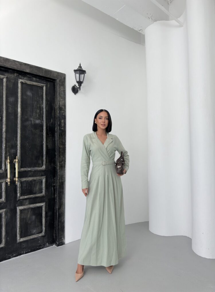 Linen Dress With Belt - Brand: My Fashion - Women & Kids, Baby Clothes Wholesale - TheBS Women