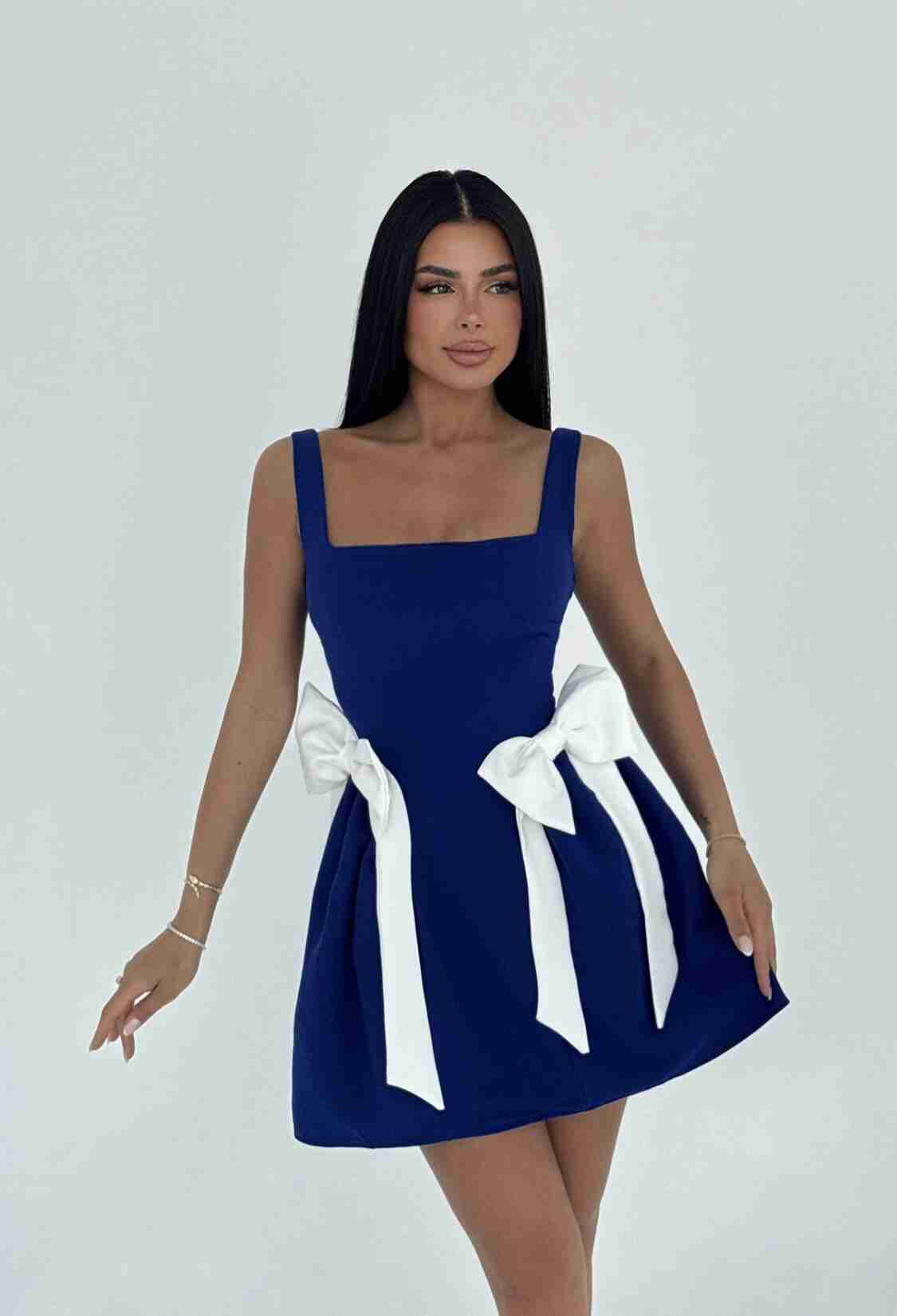 NavyBow Detailed Suspender Dress - Brand: EYYO ATELIER - Women & Kids, Baby Clothes Wholesale - TheBS Women