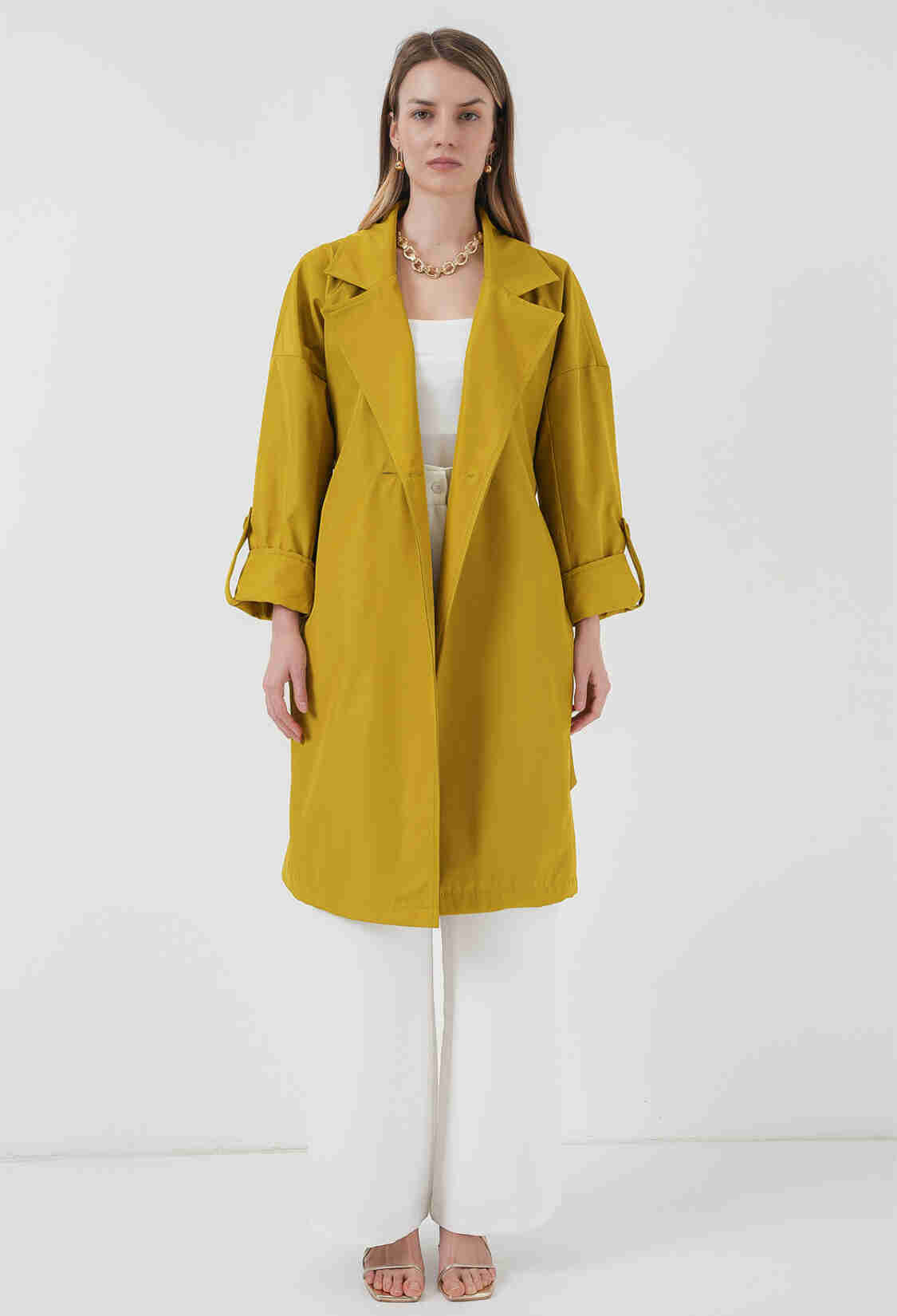 Double Breasted Collar Lined Trench Coat - E.green - Brand: Bigdart - Women & Kids, Baby Clothes Wholesale - TheBS Women