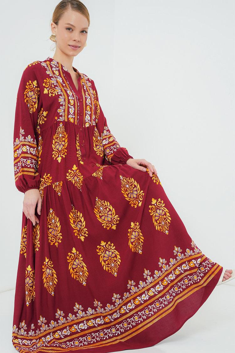 Authentic Patterned Burkini Dress - E. Bordeaux - Brand: Bigdart - Women & Kids, Baby Clothes Wholesale - TheBS Women