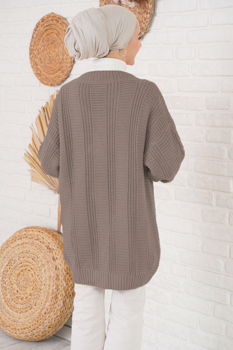 Hijab Knitwear Cardigan - A.Kahve - Brand: Bigdart - Women & Kids, Baby Clothes Wholesale - TheBS Women