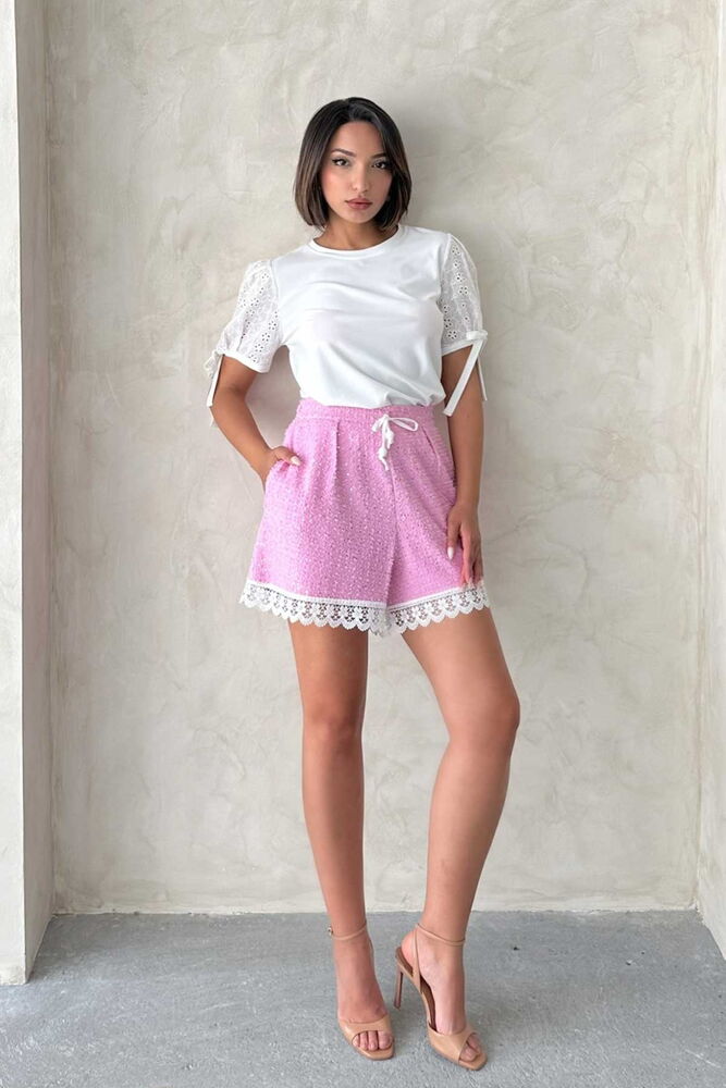 Guipure Detail Sequin Denim Shorts - Brand: Topshow - Women & Kids, Baby Clothes Wholesale - TheBS Women