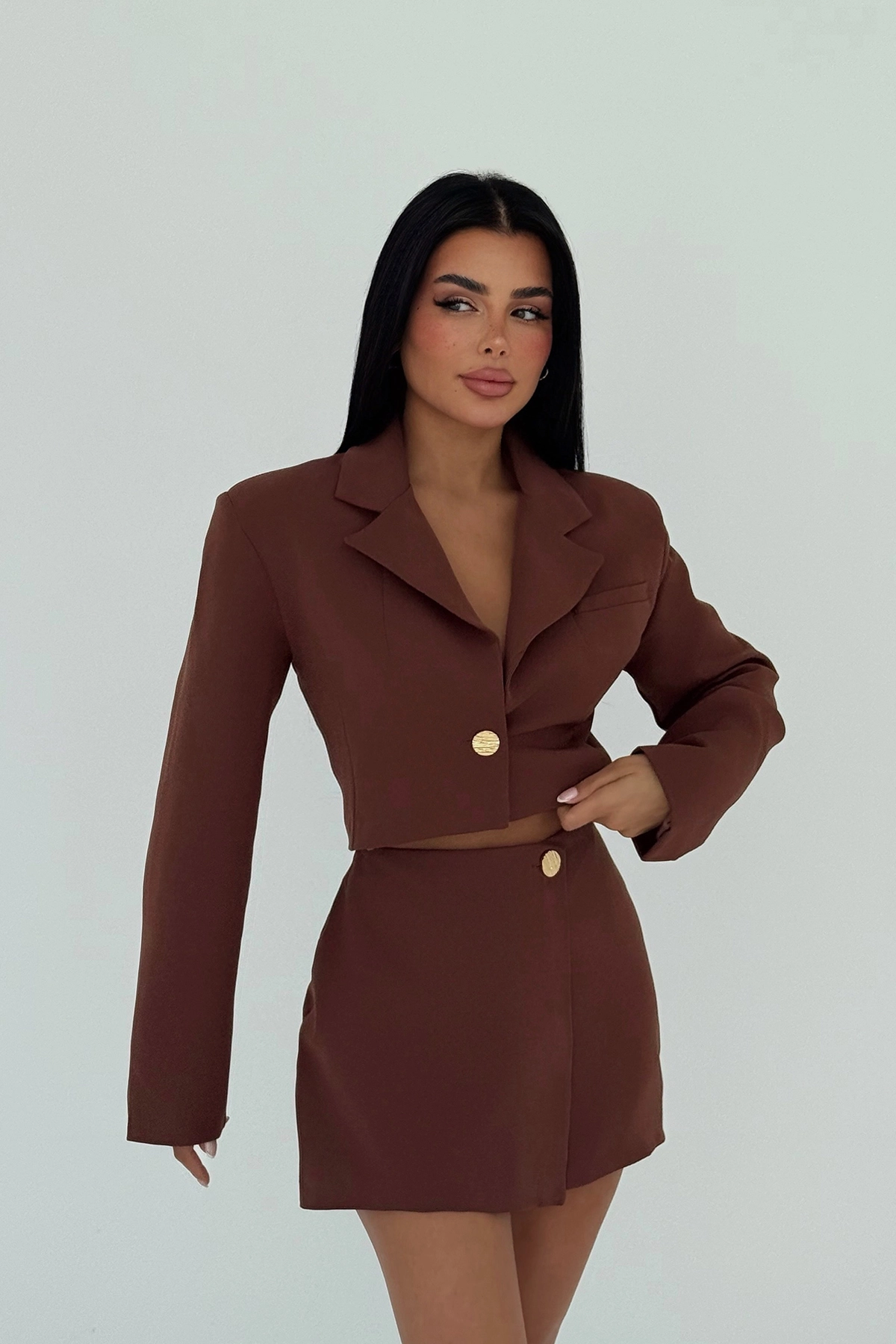 Button Detail Skirt Suit - Brand: EYYO ATELIER - Women & Kids, Baby Clothes Wholesale - TheBS Women