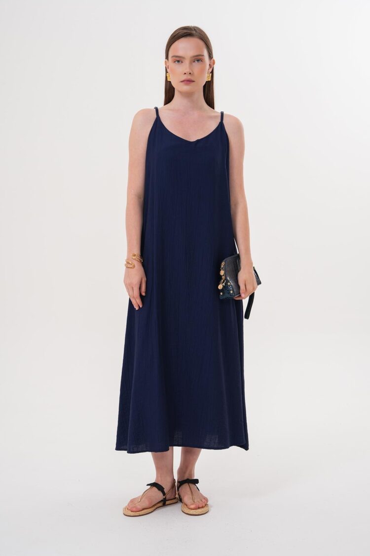Strappy Long Dress Navy - Brand: Levure - Women & Kids, Baby Clothes Wholesale - TheBS Women