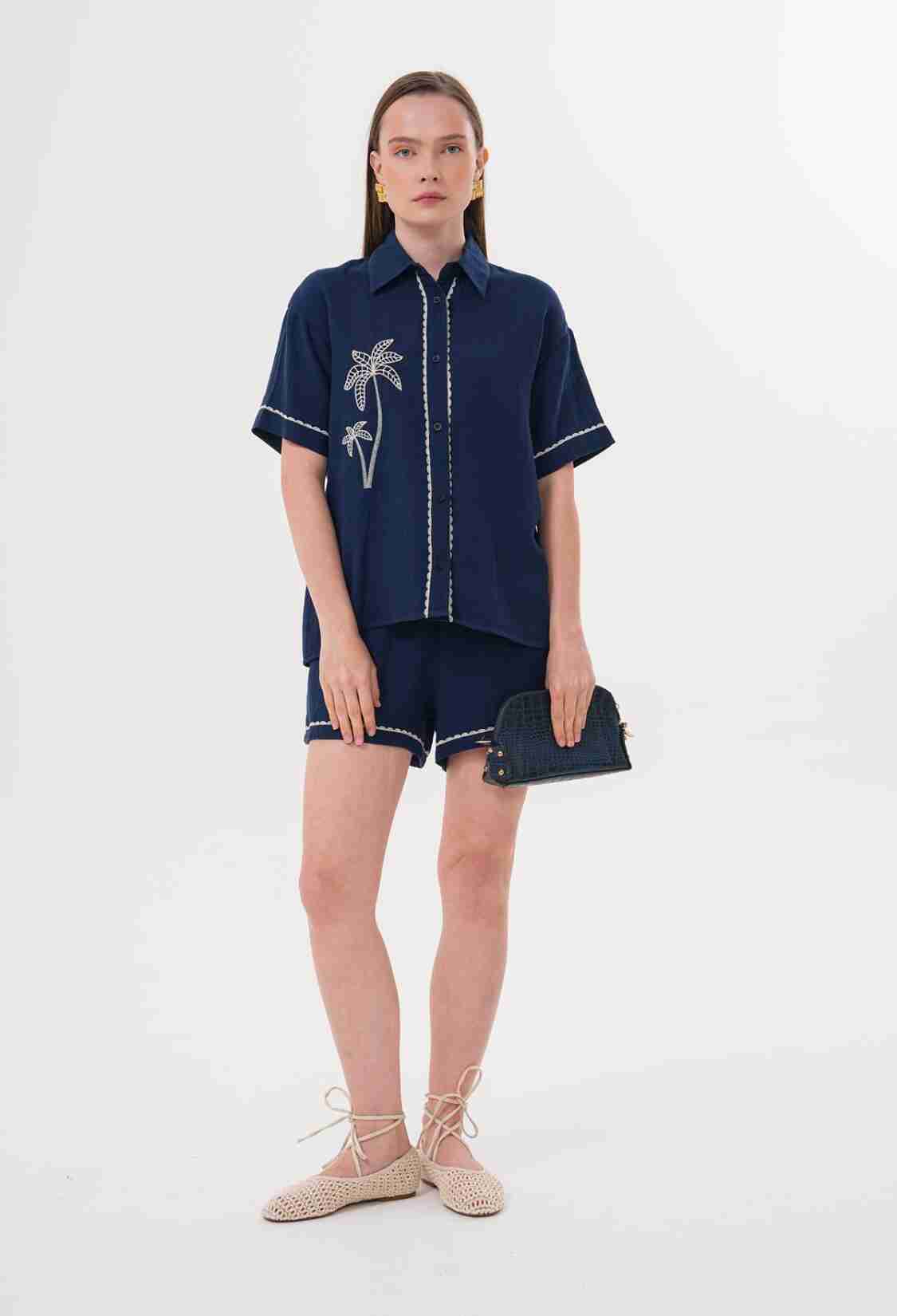 Embroidery Detailed Buttoned Mueslin Shirt - Brand: Levure - Women & Kids, Baby Clothes Wholesale - TheBS Women