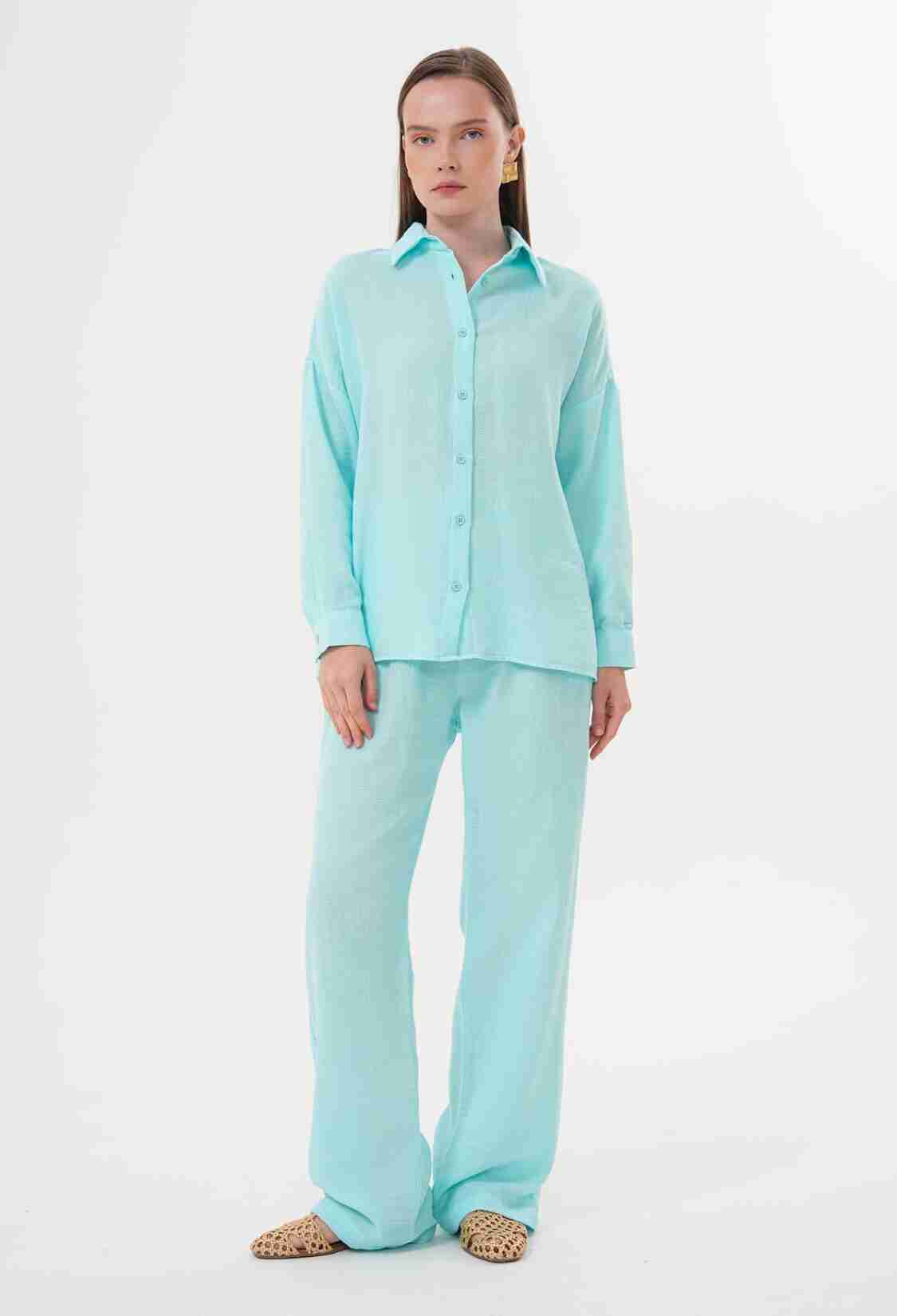 Women's Long Sleeve Oversize Mueslin Shirt - Brand: Levure - Women & Kids, Baby Clothes Wholesale - TheBS Women
