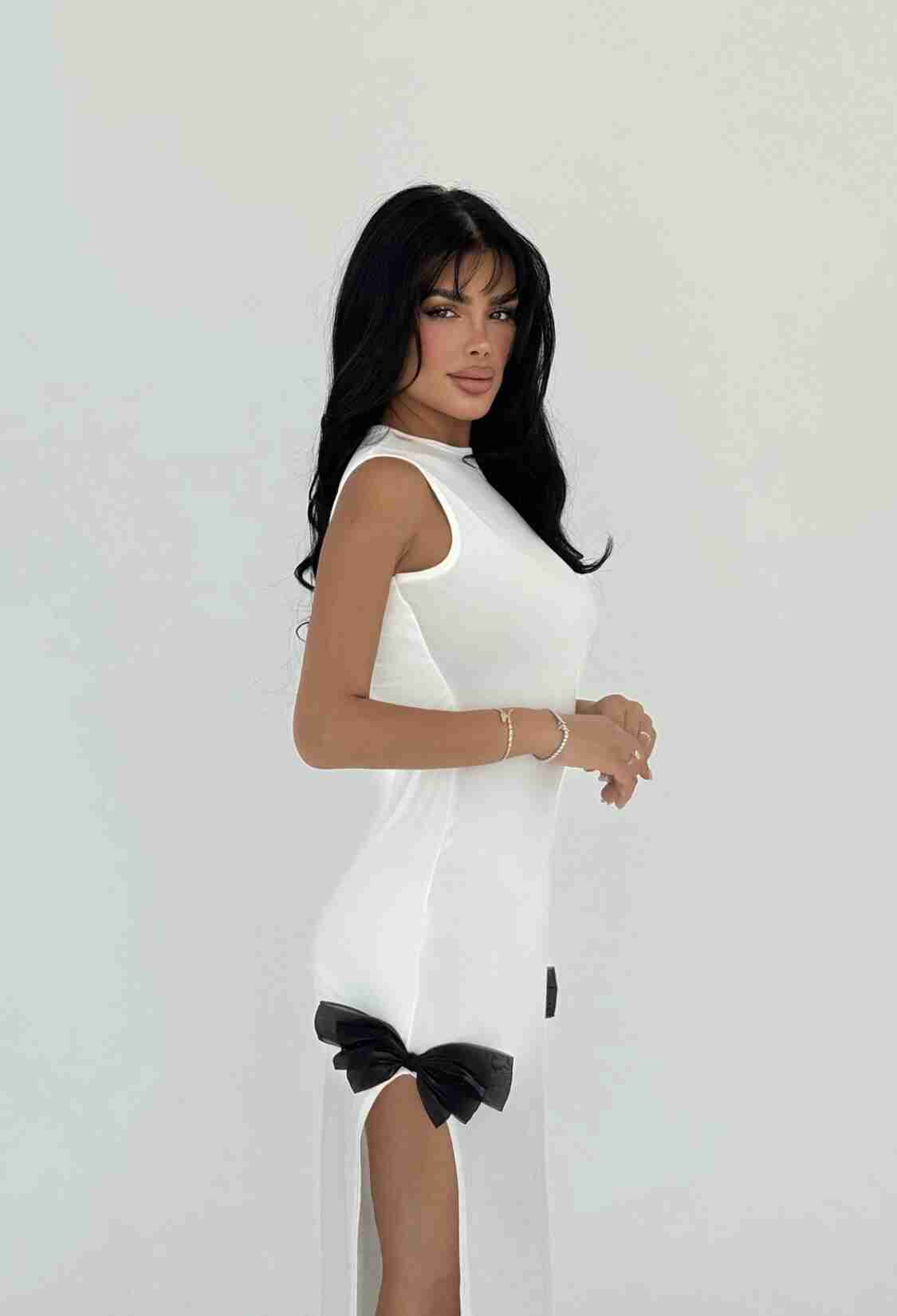White Bow Detail Long Dress - Brand: EYYO ATELIER - Women & Kids, Baby Clothes Wholesale - TheBS Women