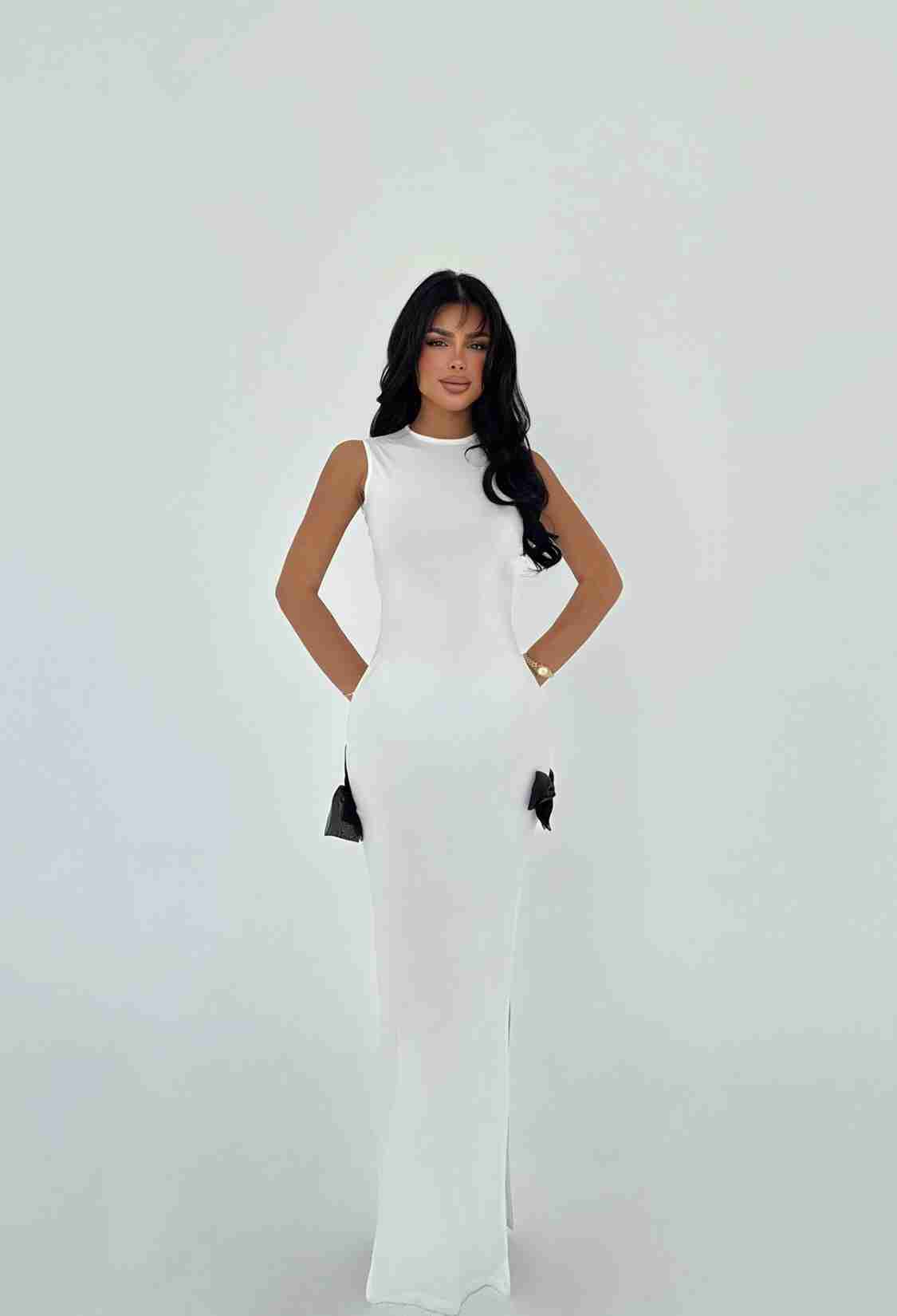 White Bow Detail Long Dress - Brand: EYYO ATELIER - Women & Kids, Baby Clothes Wholesale - TheBS Women