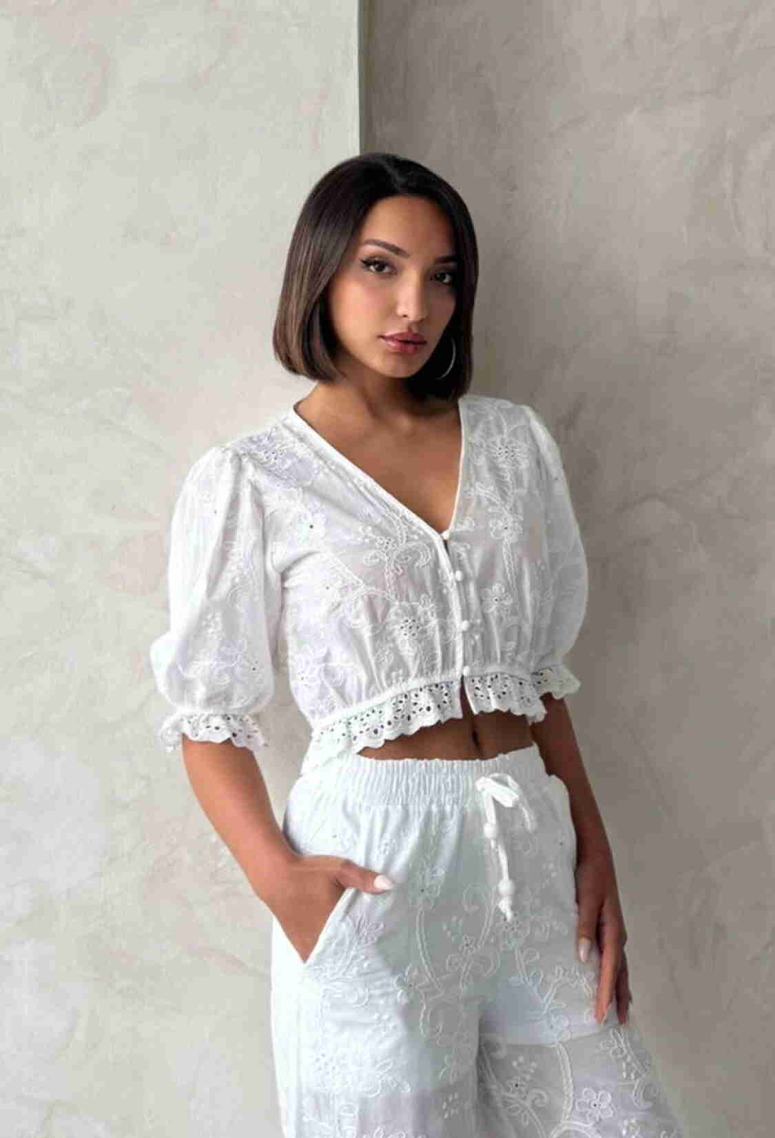 Floral Detailed Embroidered Blouse - Brand: Topshow - Women & Kids, Baby Clothes Wholesale - TheBS Women
