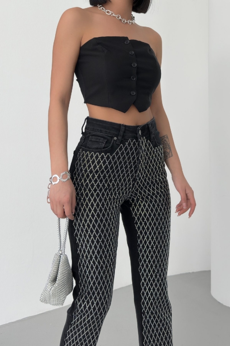 Mom Fit Jeans With Stones - Brand: XLove - Women & Kids, Baby Clothes Wholesale - TheBS Women