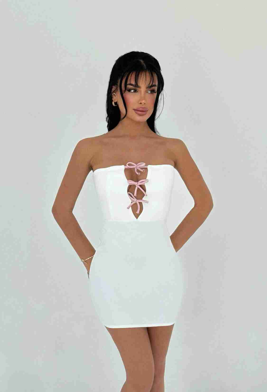 Tied Strapless Mini Dress - Brand: EYYO ATELIER - Women & Kids, Baby Clothes Wholesale - TheBS Women
